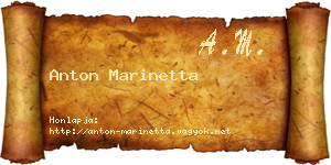 Anton Marinetta névjegykártya
